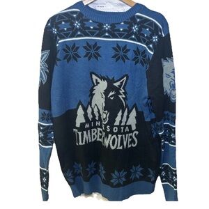Vintage Minnesota Timberwolves Sweater Mens XL NWT Team Logo NBA Knit Blue Black